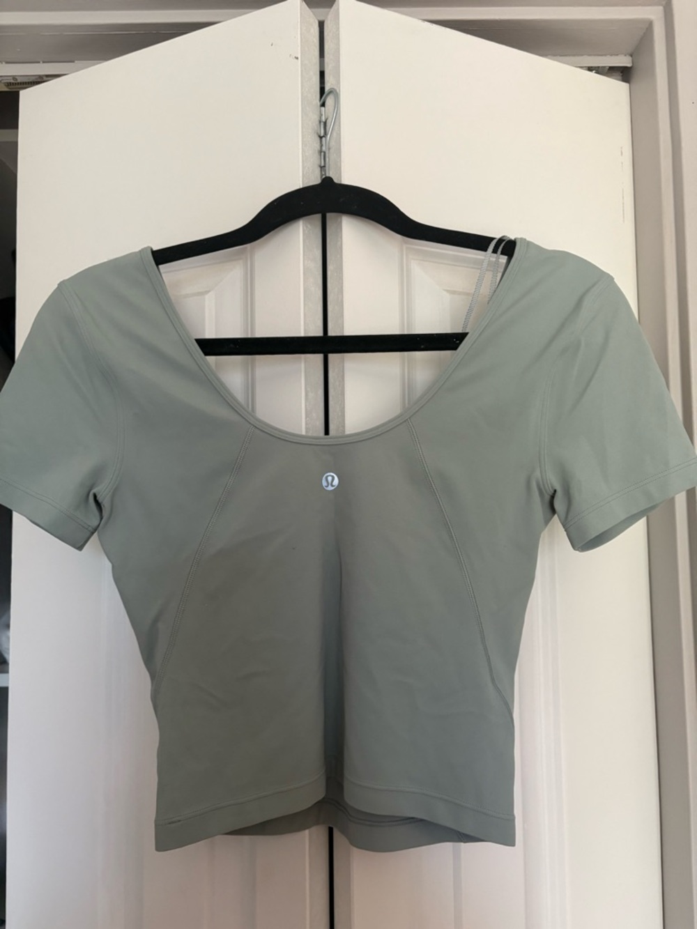 lululemon athletica Sage Green V-Neck Short Sleeve Top - Picture 2 of 2